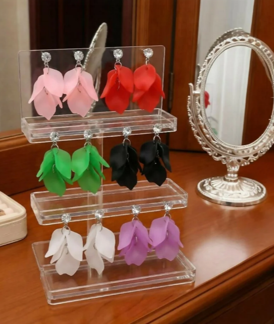 Avnee's Floral Petal Drop Earrings With Stud Pack Of