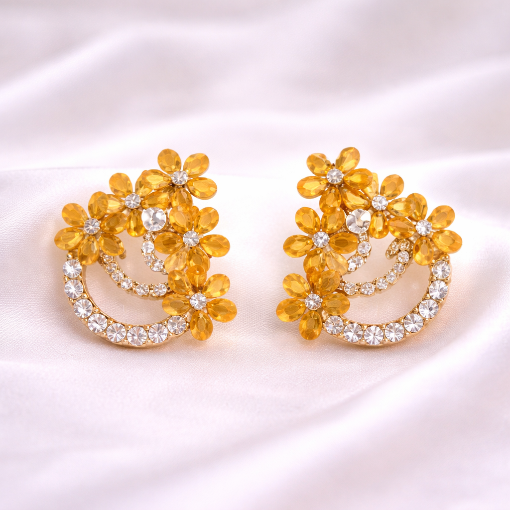 Avnee's Bloom Crystal Stud Earrings